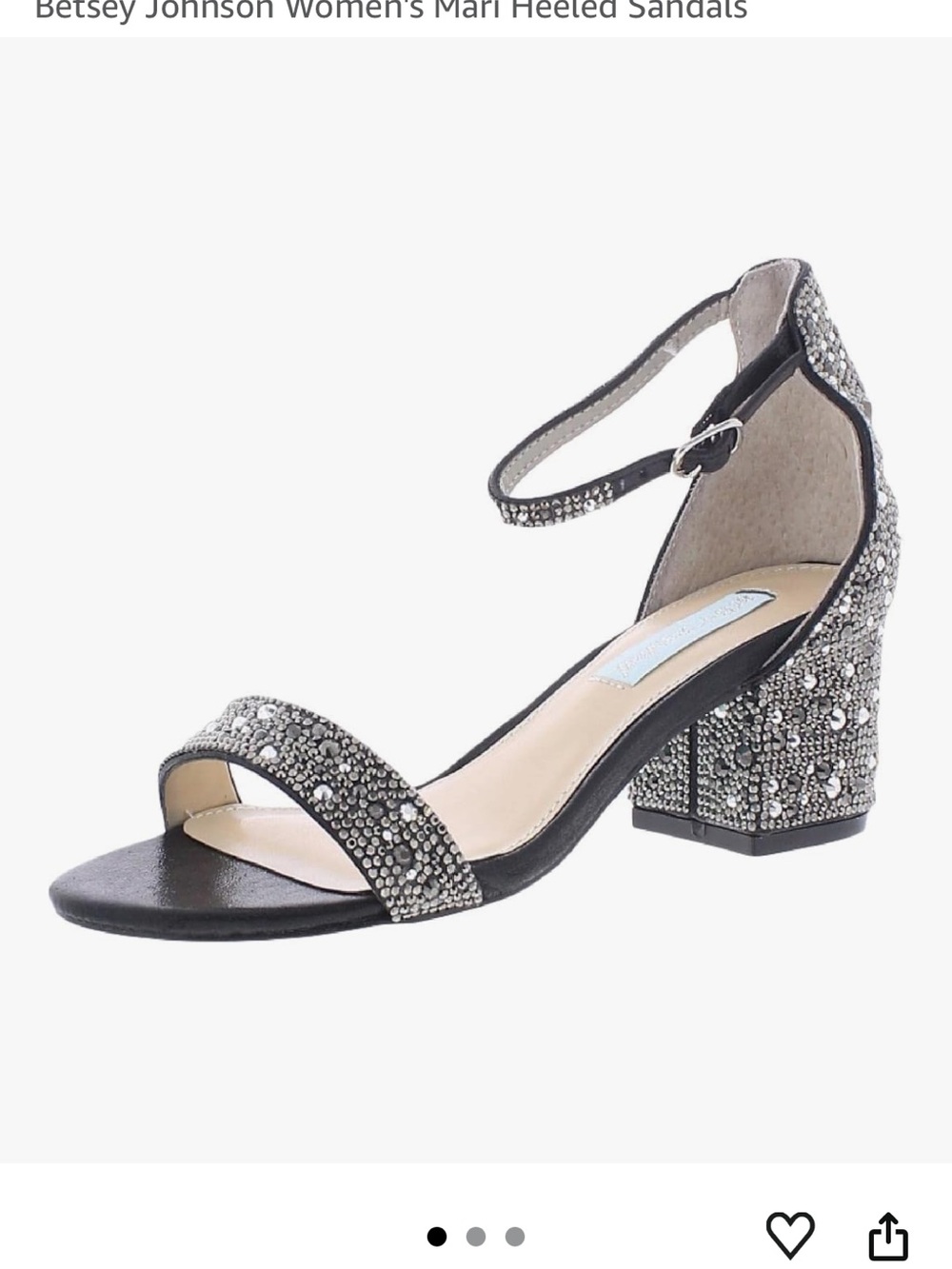 Betsey Johnson Black Crystal-Embellished Block Heel Sandals